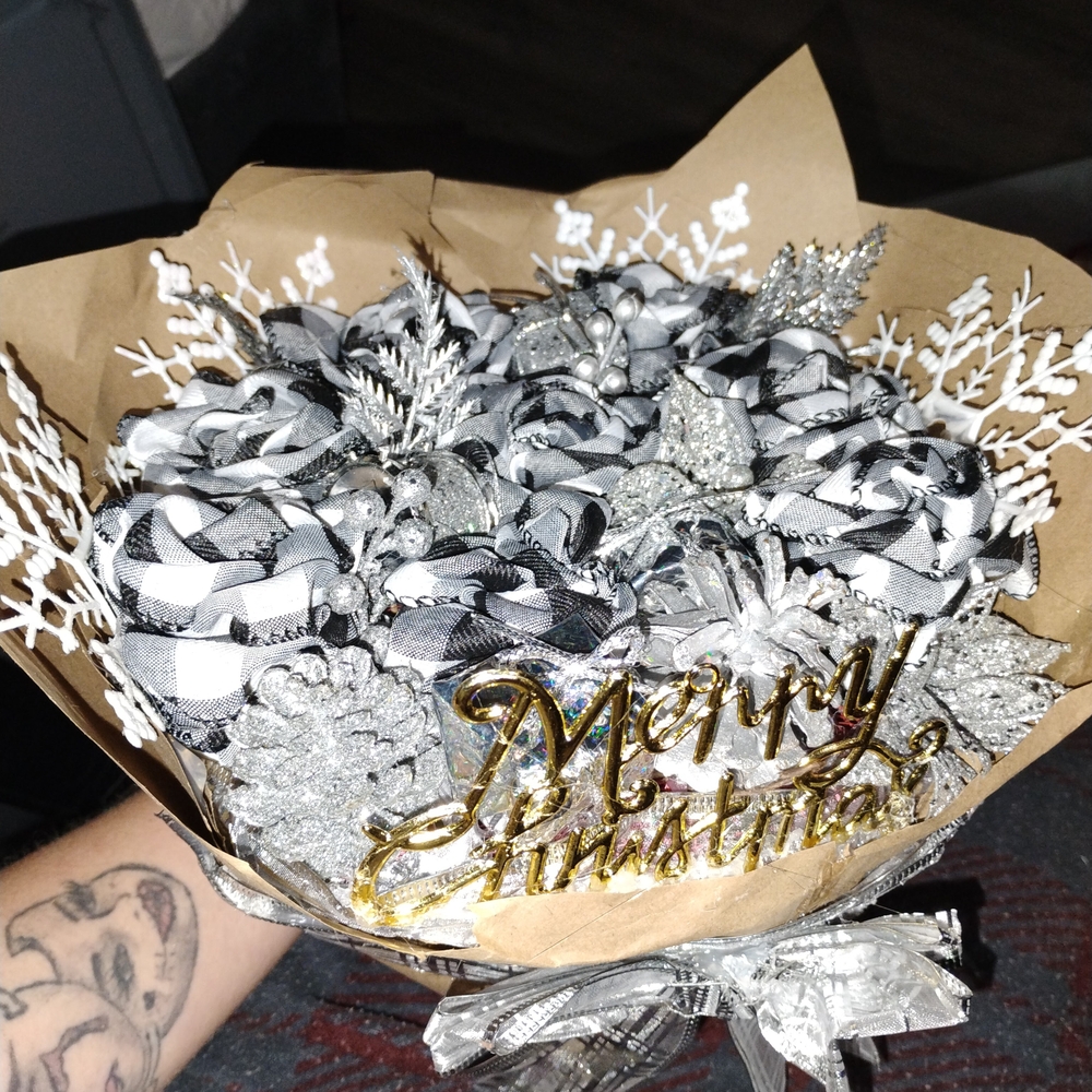 Festive Silver and Black Holiday Bouquet